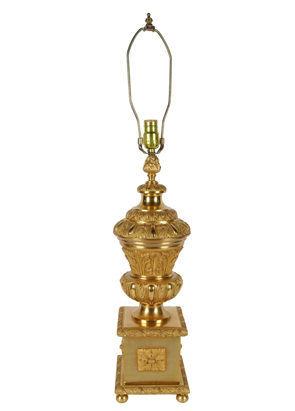 Appraisal: CONTINENTAL GILT METAL TABLE LAMP th century Condition working condition