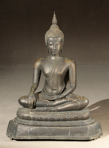 Appraisal: Thai Style Bronze Figure of the Seated Buddha Bangkok Style