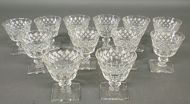 Appraisal: - Set of twelve signed Hawkes crystal sherbets h x