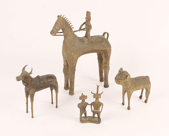 Appraisal: A GROUP OF FOUR METAL FIGURES by Bastar tribesmen in