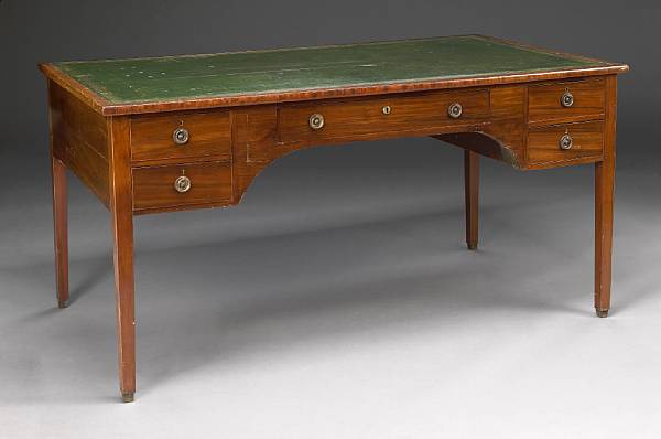 Appraisal: A George III style mahogany partner's writing desk The rectangular