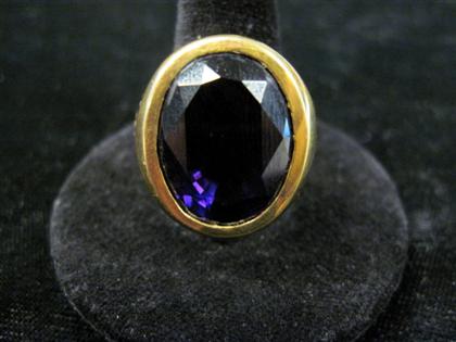 Appraisal: karat yellow gold and amethyst ringLarge oval cut amethyst set