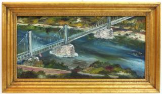 Appraisal: Bucks County Delaware River Crossing Oil Bucks County Delaware River