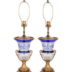 Appraisal: A Pair of French Gilt Bronze Mounted Cut Cobalt and