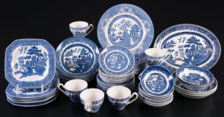 Appraisal: Blue Willow Dinnerware Fifty seven piece assembled set of blue