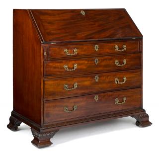 Appraisal: George III mahogany slant front desk ca with fretwork interior