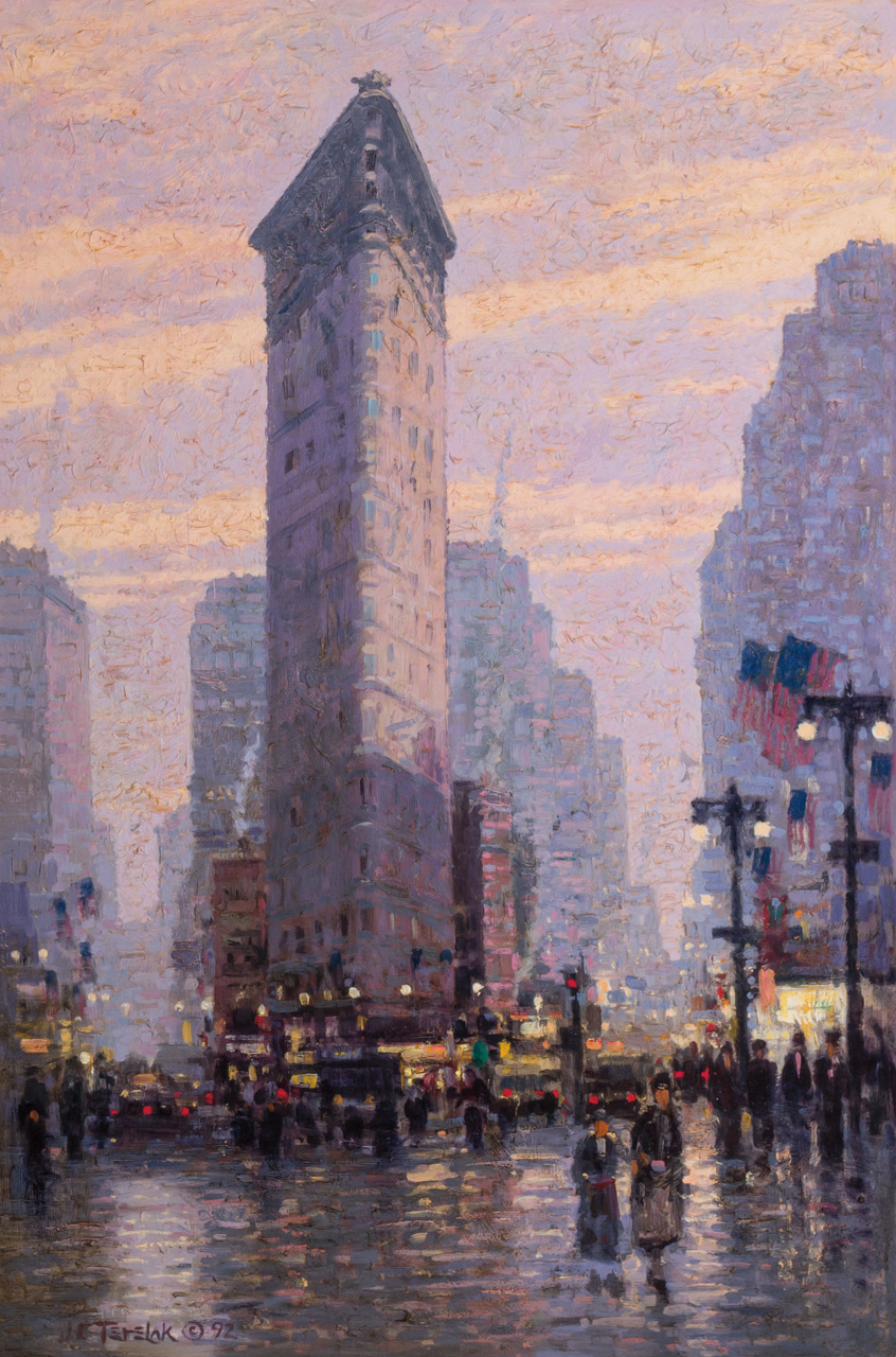 Appraisal: JOHN C TERELAK American b Flatiron Building oil on canvas