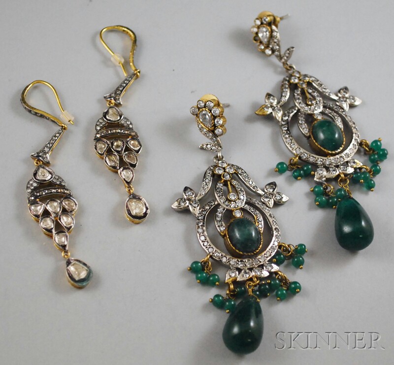 Appraisal: Two Pairs of Indian and Indian-style Earpendants one gilt and