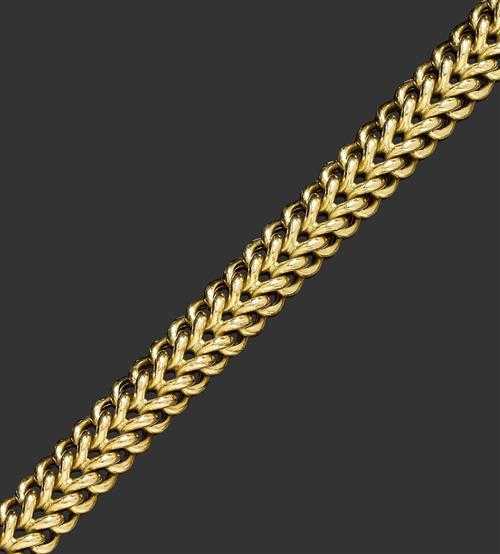 Appraisal: GOLD BRACELET Yellow gold g Casual-elegant half-solid double curb link