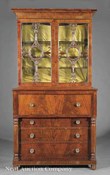 Appraisal: An American Classical Carved Mahogany Secretary Desk early th c