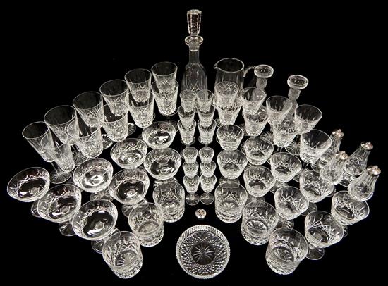 Appraisal: GLASS Waterford Crystal cut glass Lismore pattern sixty-three pieces nine