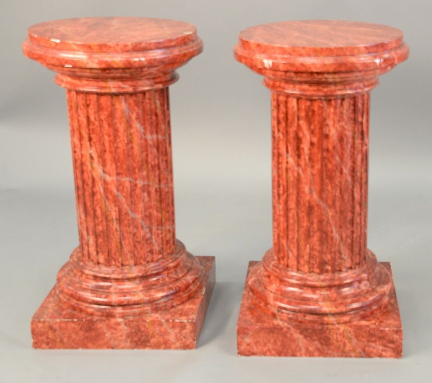 Appraisal: Pair of faux marble pedestals ht in top dia in