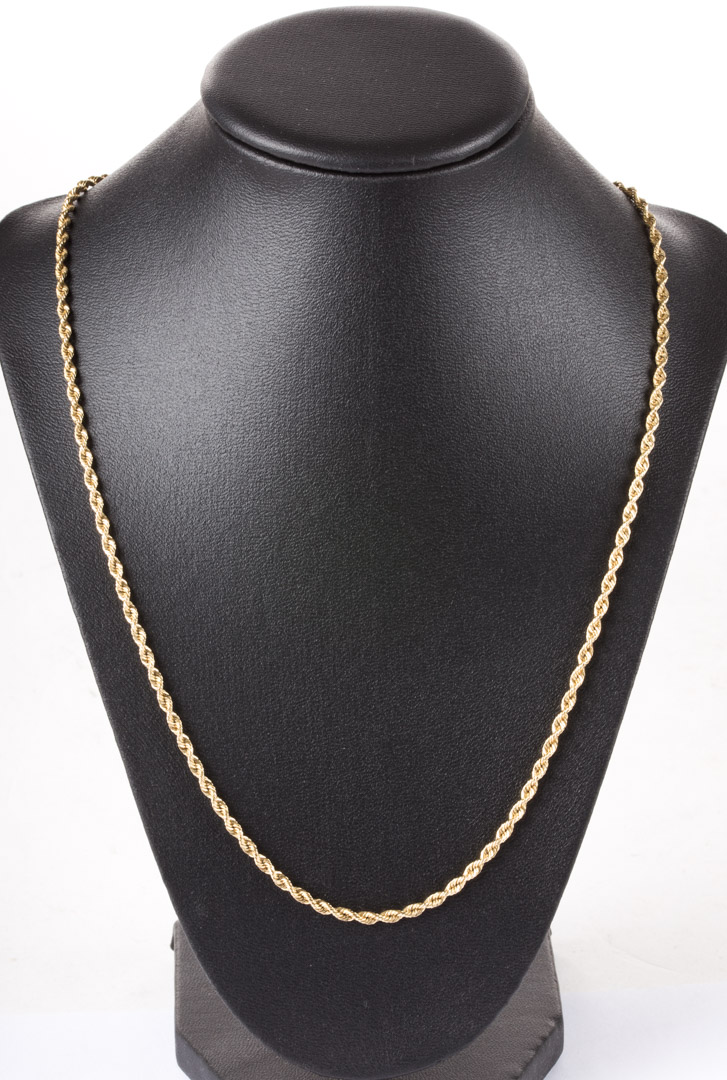 Appraisal: A K Gold Rope Chain Necklace in L grams