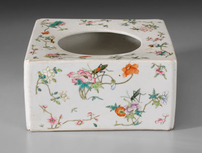 Appraisal: Famille Rose Porcelain Container Chinese Daoguang period - square with