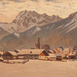 Appraisal: Franz Xaver Frankl German - Mountain Town Scene Oil on