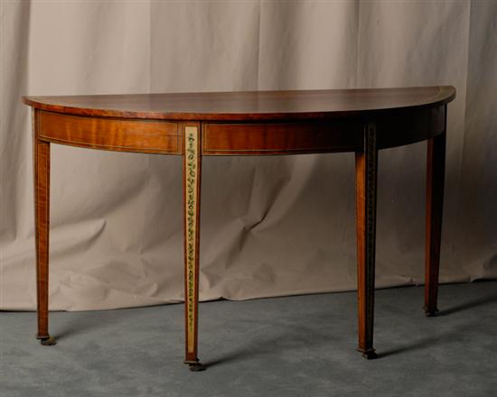 Appraisal: A George III Demilune Console Table of satinwood and having