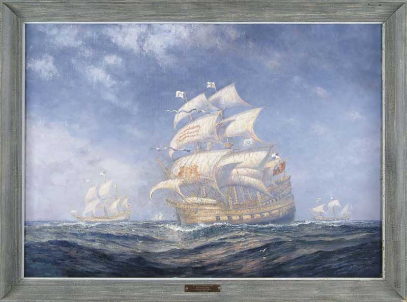 Appraisal: FREDERICK LEO HUNTER American - SHIP PORTRAIT OF THE GOLDEN