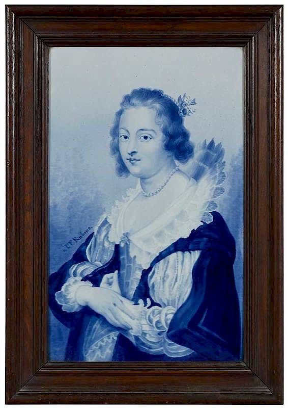 Appraisal: Large Delft Portrait Panel After Rubens late th early th