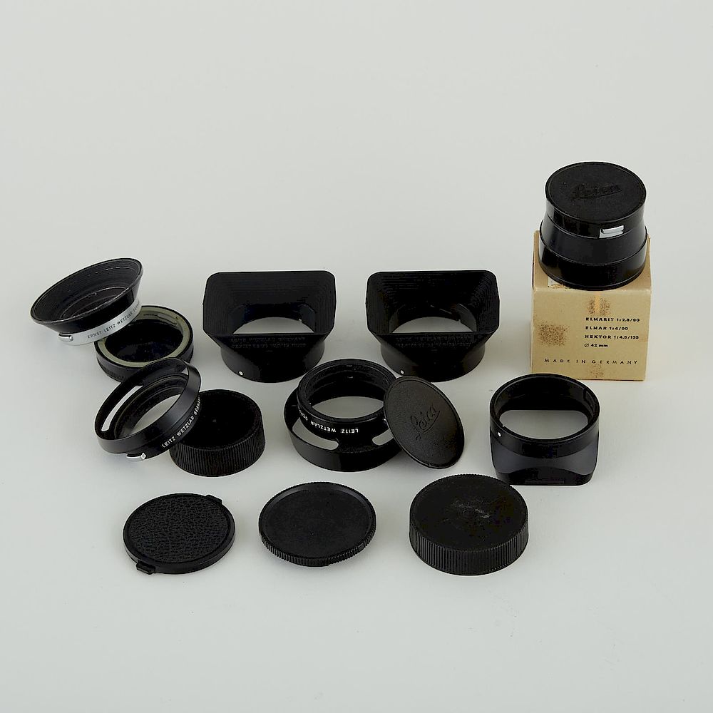 Appraisal: Assorted Leica Camera Hoods and Caps Group of twelve assorted