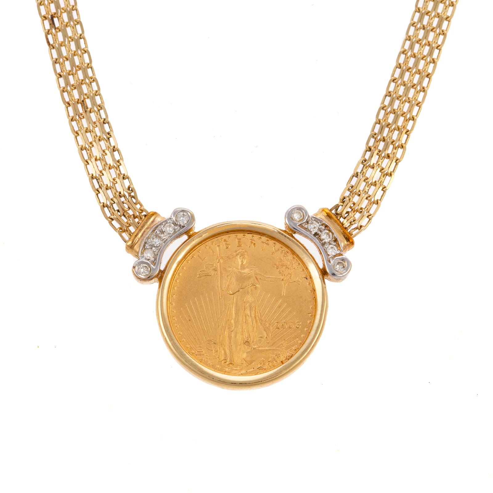 Appraisal: A GOLD AMERICAN EAGLE COIN NECKLACE IN K K yellow