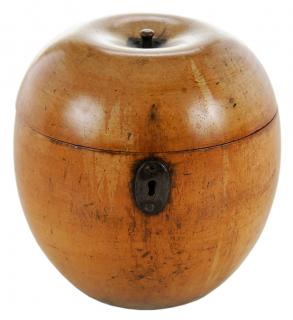 Appraisal: George III Apple Form Wooden Tea Caddy English early th