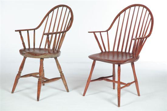 Appraisal: TWO WINDSOR ARMCHAIRS Possibly New York early th century mixed