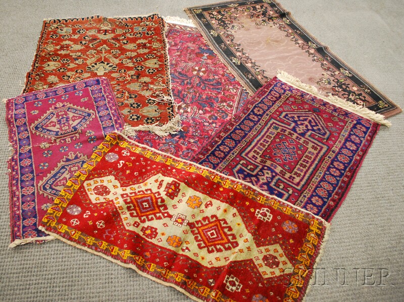 Appraisal: Five Small Oriental Rugs and a Machine-made Rug th century