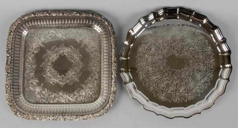 Appraisal: Lot of Large Silver-Plated Serving Trays Condition Excellent Size Largest