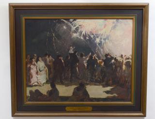 Appraisal: EBENS COMINS American - The Fireworks Conjoined initials Oil on