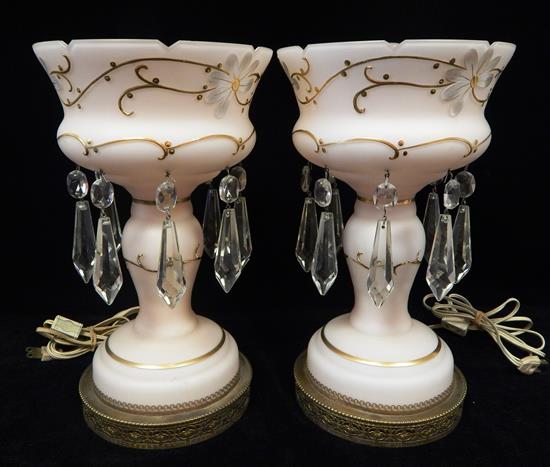 Appraisal: Pair mid- th C Victorian style lustres c s pale