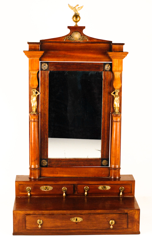 Appraisal: A th C French Empire Dressing Mirror of walnut with