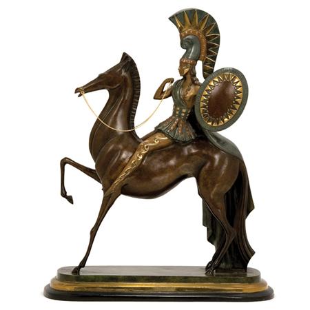 Appraisal: Cold Painted Bronze Equestrian Group The Warrior Estimate -