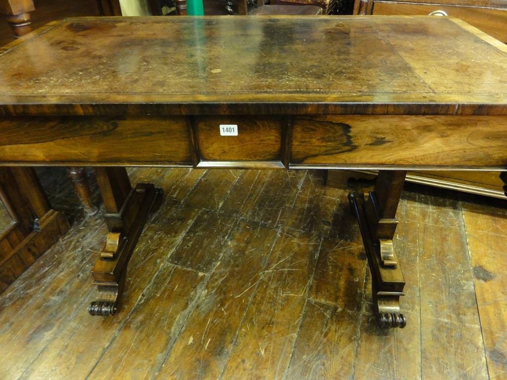 Appraisal: A th century rosewood library writing table of rectangular form