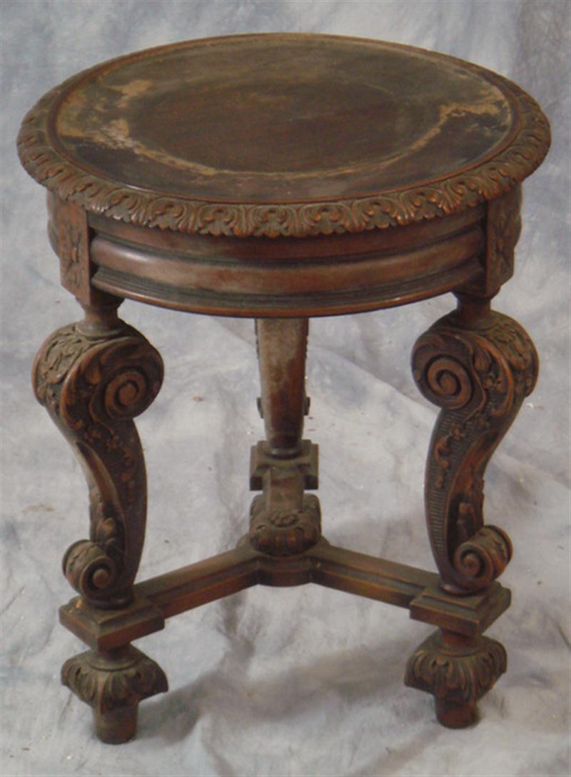 Appraisal: Carved Walnut Italian renaissance style low pedestal stains on top