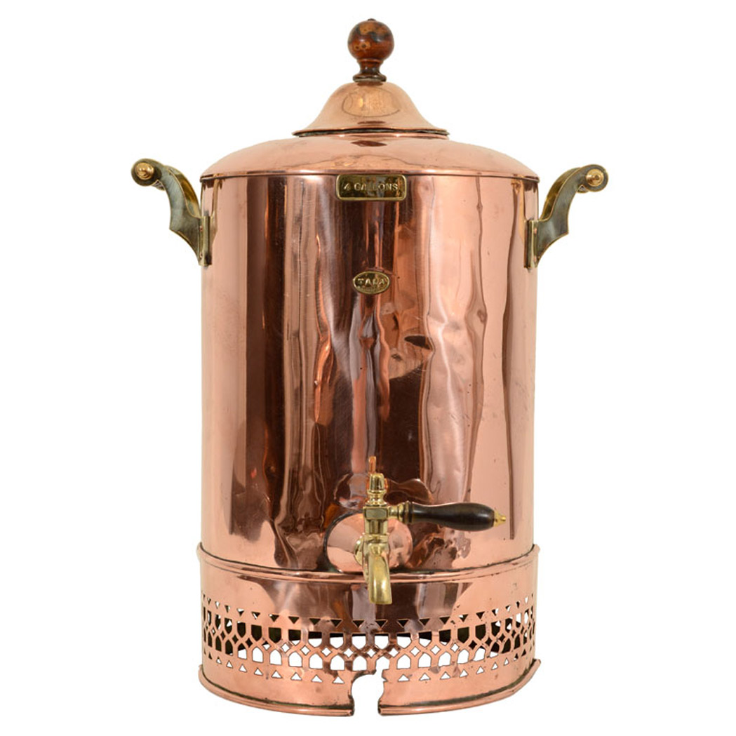 Appraisal: English Copper Tea Urn with Double Spigot Circa Height inches