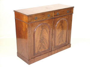 Appraisal: A mahogany side cabinet th century the moulded top above