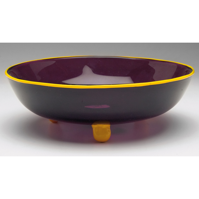 Appraisal: Loetz Tango bowl in the style of MichaelPowolny footed form