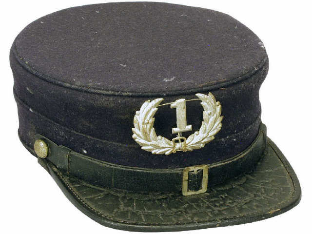 Appraisal: Blue cloth regulation fire department hat with leather visor marked