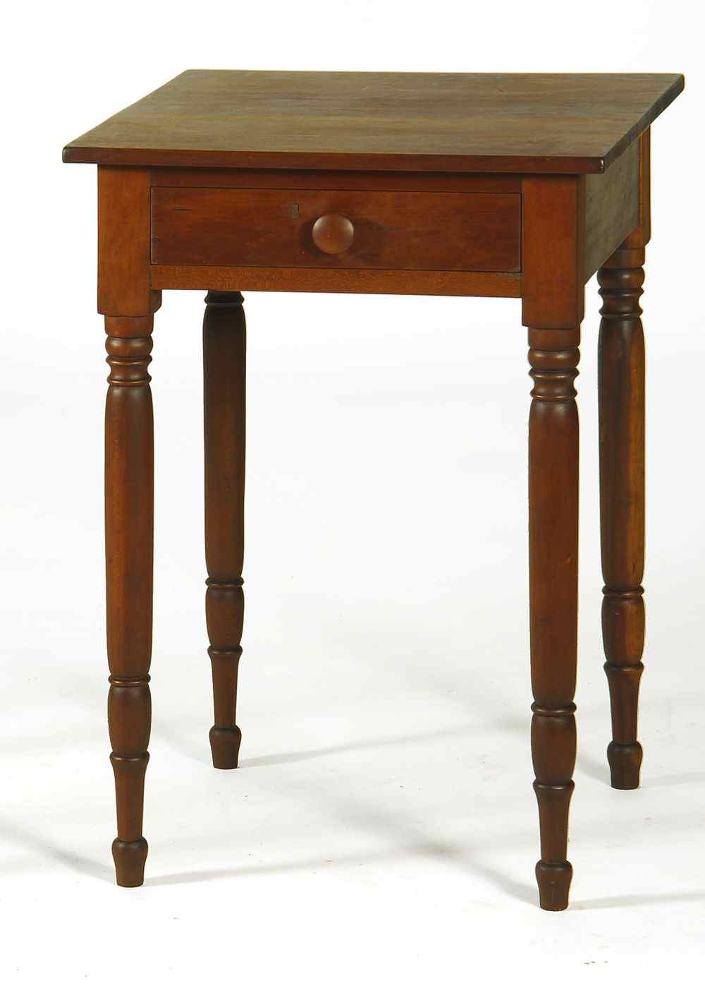 Appraisal: ANTIQUE AMERICAN SHERATON ONE-DRAWER STANDCirca In cherry with turned legs