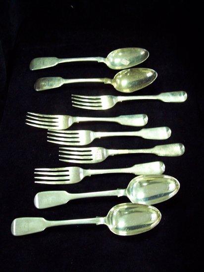 Appraisal: Four fiddle pattern table spoons crested William Eaton and five