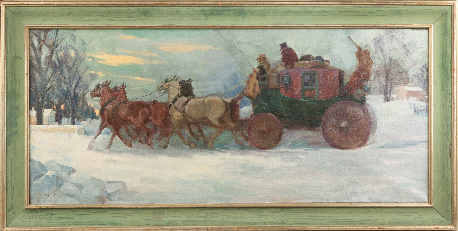 Appraisal: Clifford Ulp American - Horse Drawn Stagecoach Sgn lower left