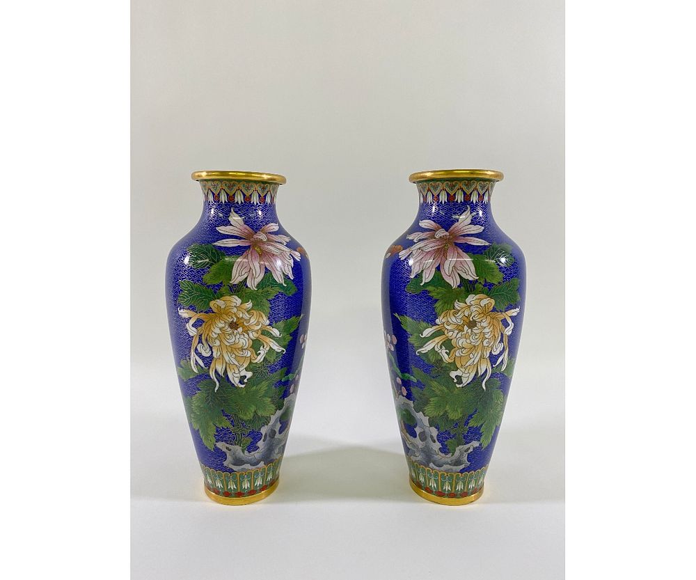 Appraisal: Pair of Closionne' Vases Pair of colorful closionne' vases th