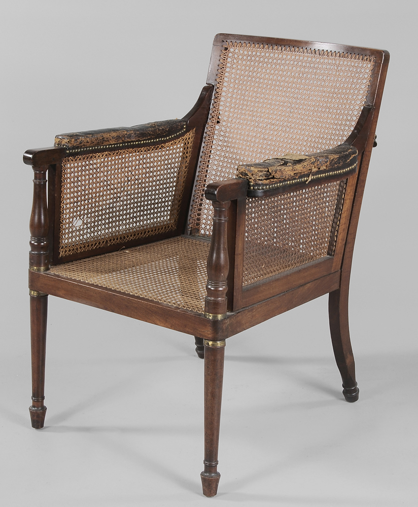 Appraisal: Regency Mahogany Campaign Chair British th century collapsible form with