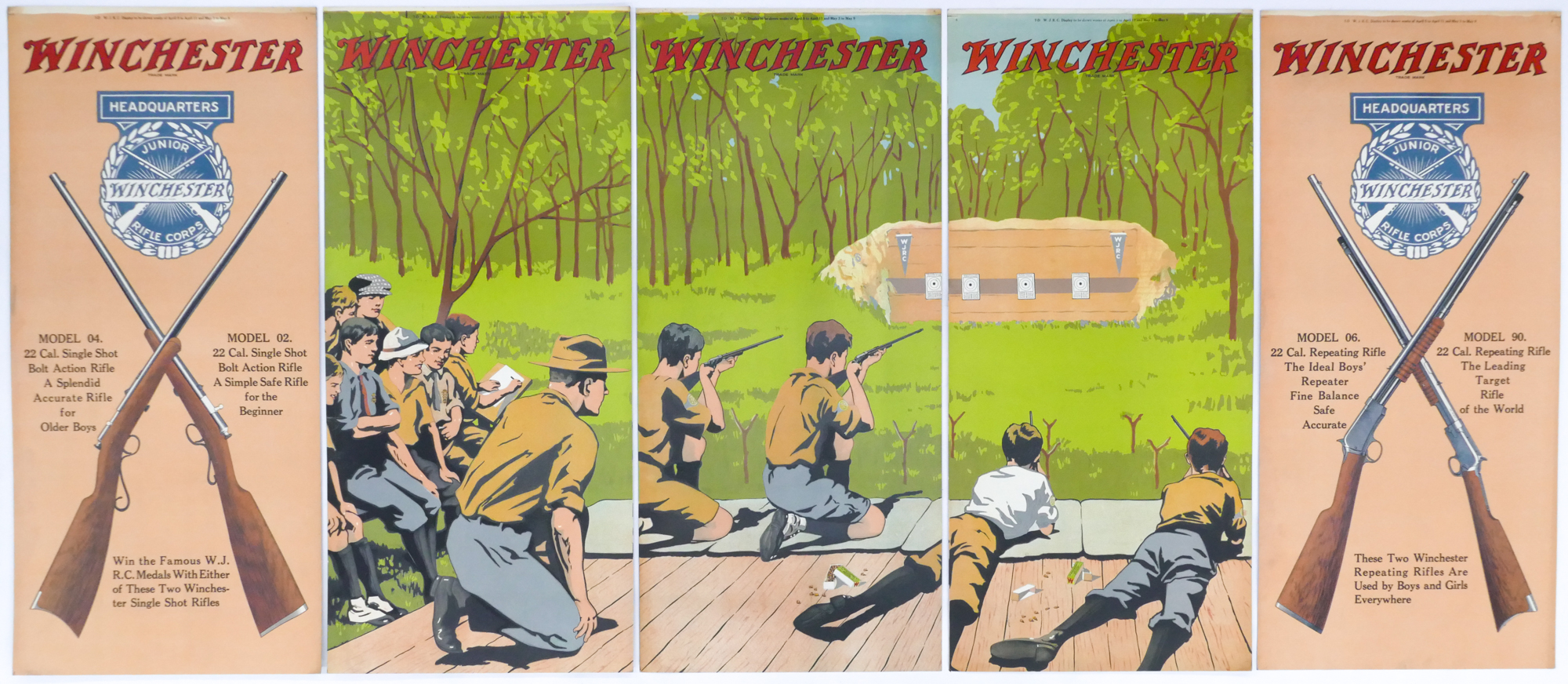 Appraisal: 's Winchester Panel Advertising Double Sided Sign- Junior Rifle Corps