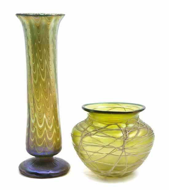 Appraisal: An Austrian Iridescent Glass Vase attributed to Loetz of slightly