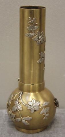 Appraisal: SILVER Russian Japonesque Style Gilded CabinetVase With floral design and