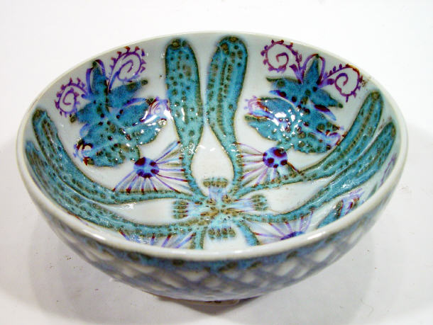 Appraisal: Royal Copenhagen faience bowl with incised and painted floral decoration