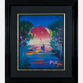 Appraisal: Peter Max b A Better World Mixed media painting with