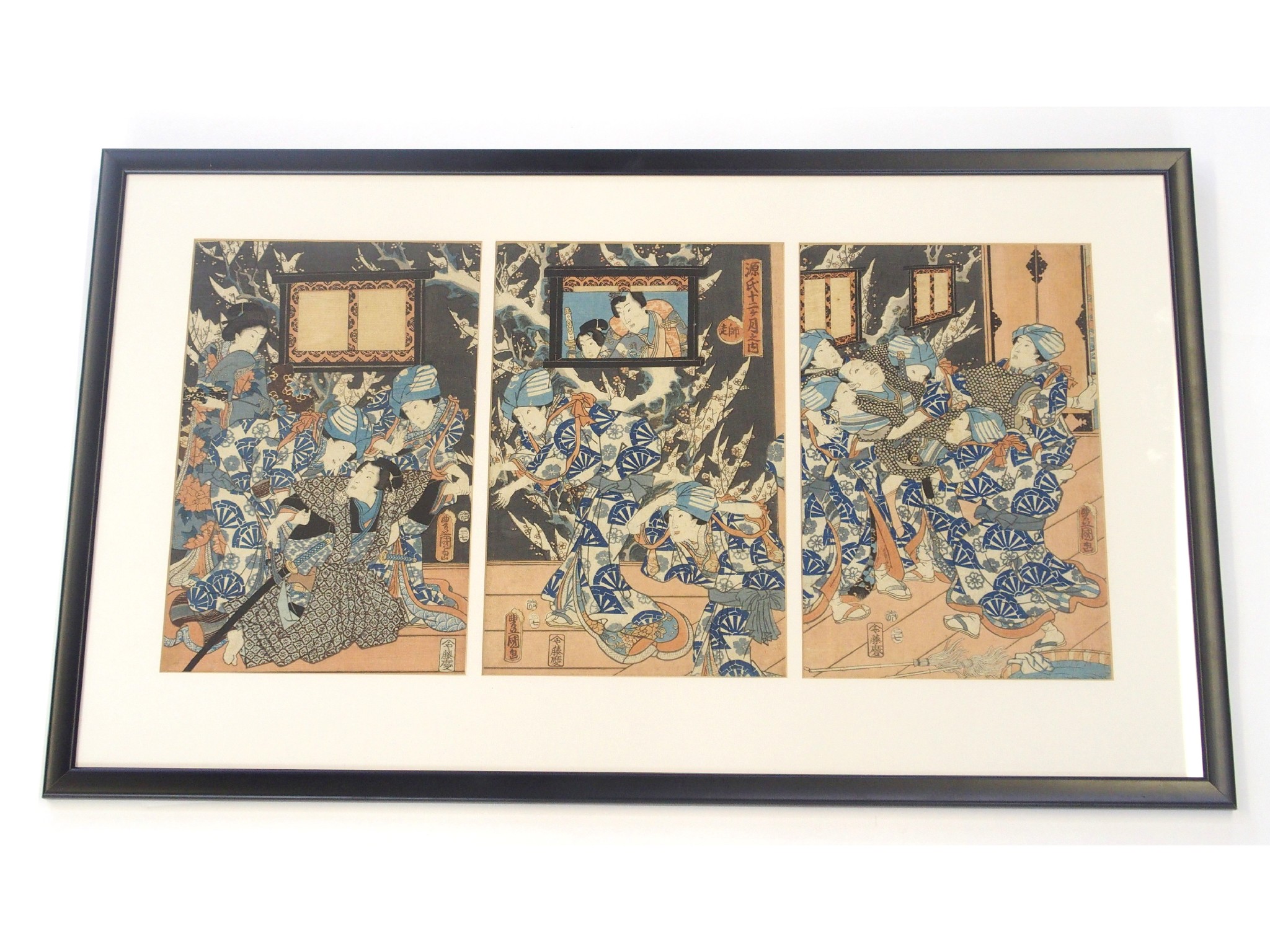 Appraisal: TOYOKUNI III scenes from tales of Genjitriptych x cm Utagawa