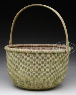 Appraisal: SWING HANDLE NANTUCKET BASKET First quarter th century Nantucket Island